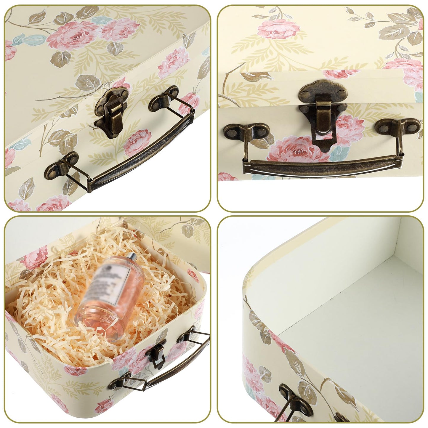 JOUTYFOR 3 Packs Decorative Boxes Storage Gift Boxes With Lids Paperboard Suitcases Storage Box for Photo Home Decoration, Wedding, Birthday, Anniversary(Light Yellow)
