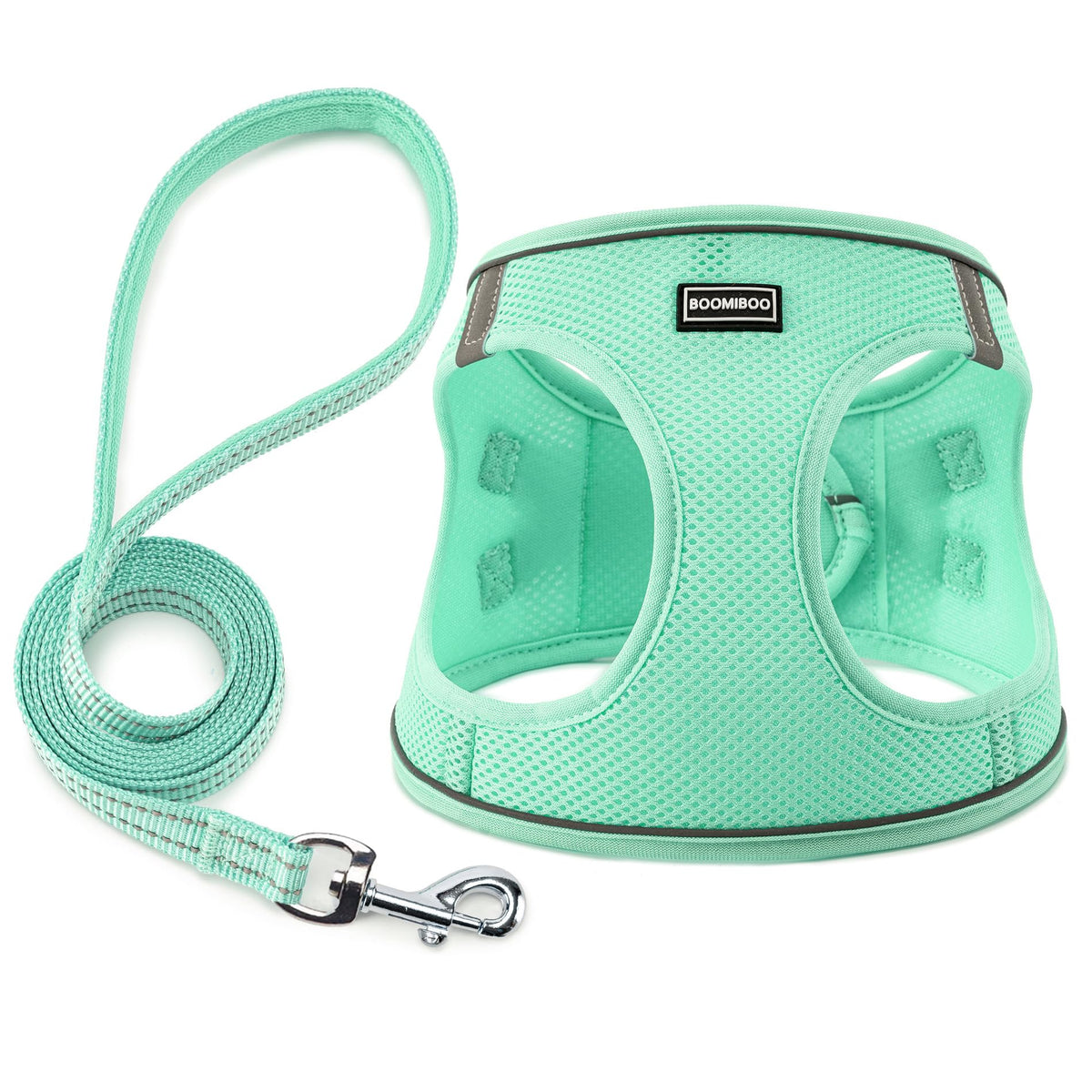 Dog Harness with Leash Set, Step-in Adjustable Puppy Pet Vest, Grey XXS