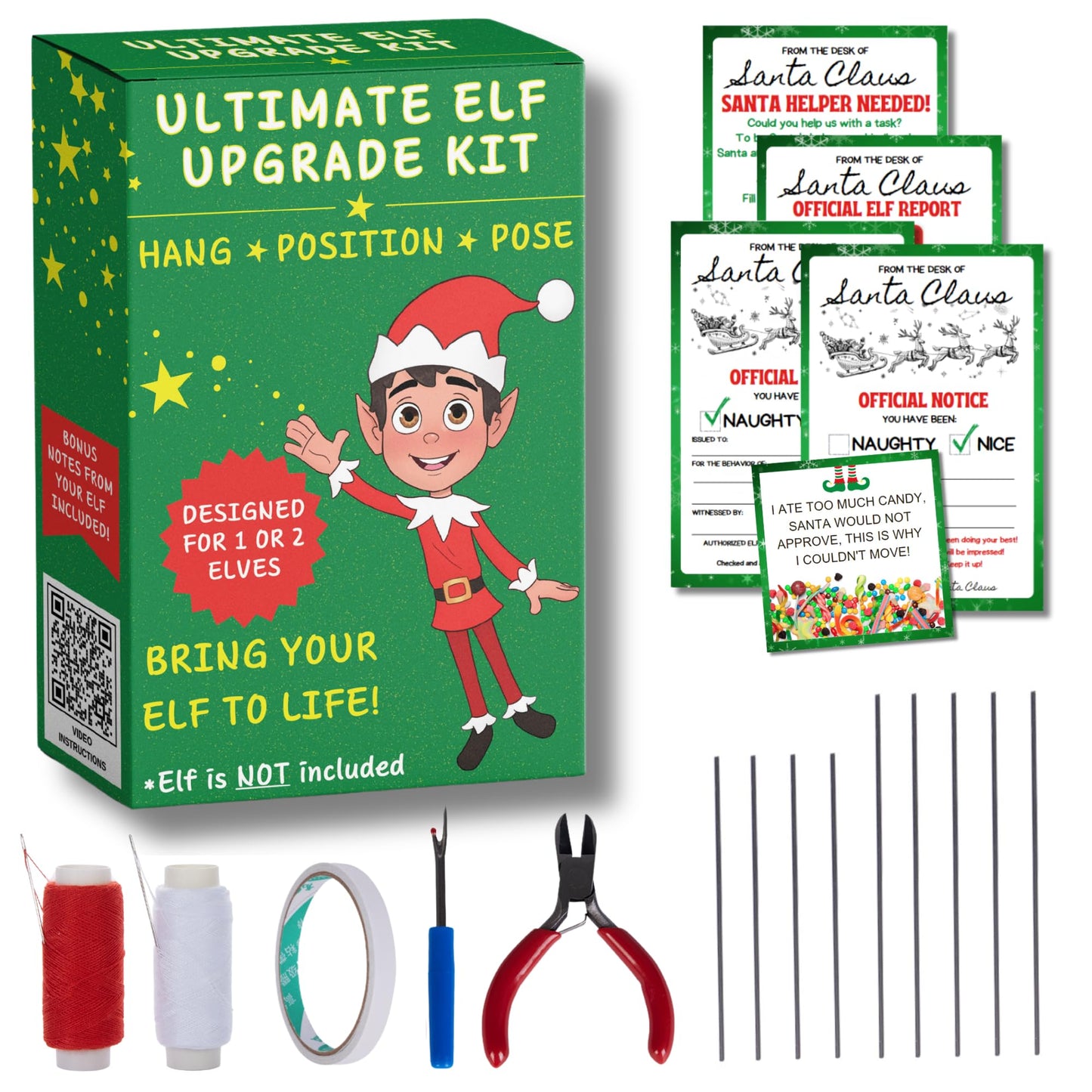 XOXO Parents Northpole Pro™ Elf Upgrade Kit for Adults – DIY Posable Elf Doll Kit – Includes Wire, Tools, Message Cards & Instructions