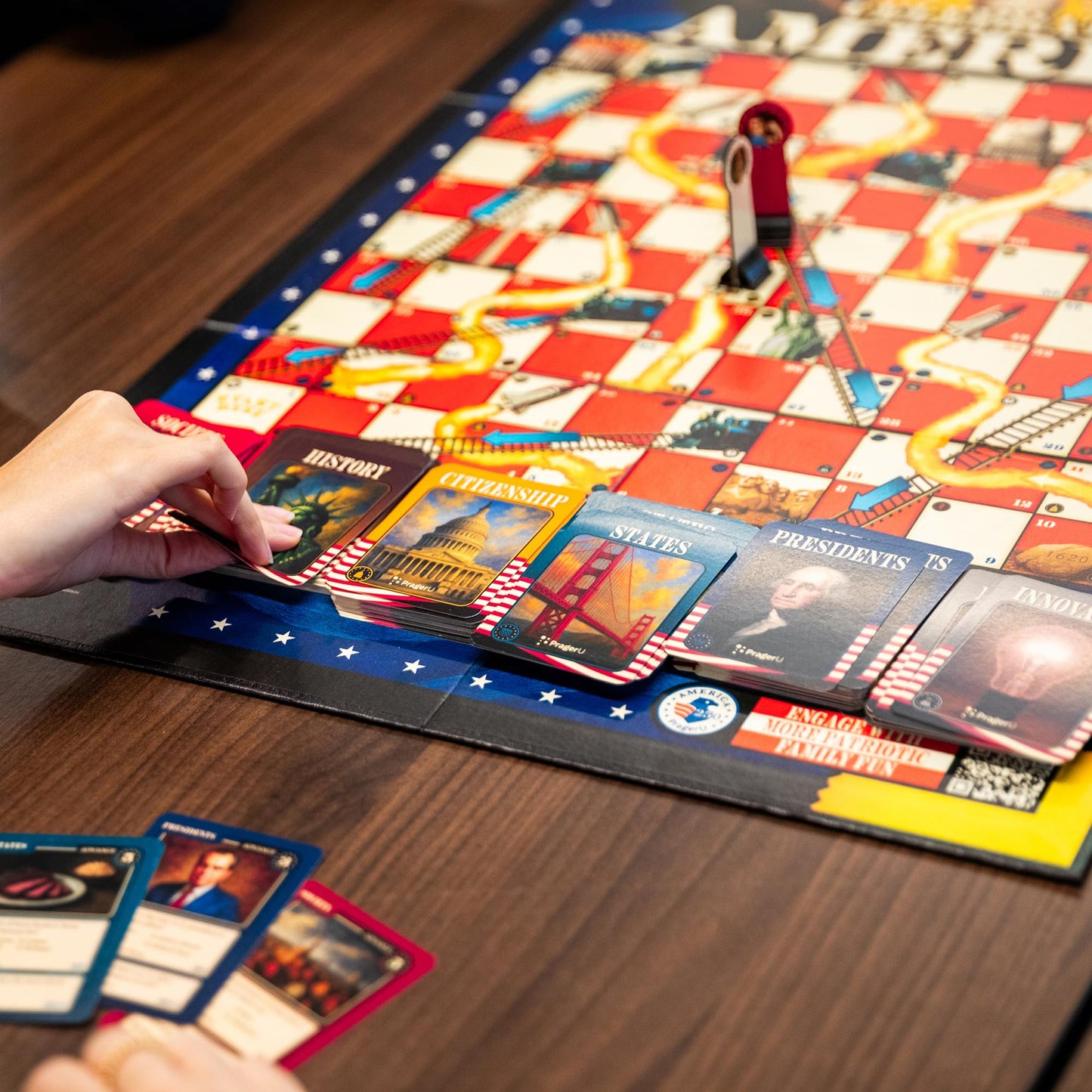 PragerU: Celebrate America - Race to The White House Board Game, USA Trivia Game, America’s 250th Anniversary Edition, Families & Kids 8+, 2+ Players, Made in America