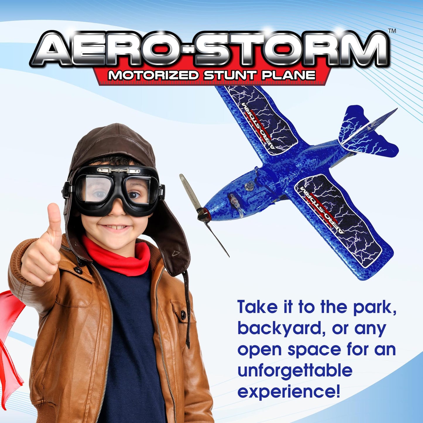 Aero Storm Kids Airplane Toy, Air Powered Flying Airplanes for Kids, Aerobatic Stunt Toy Airplane to Perform Corkscrews and Back Turns