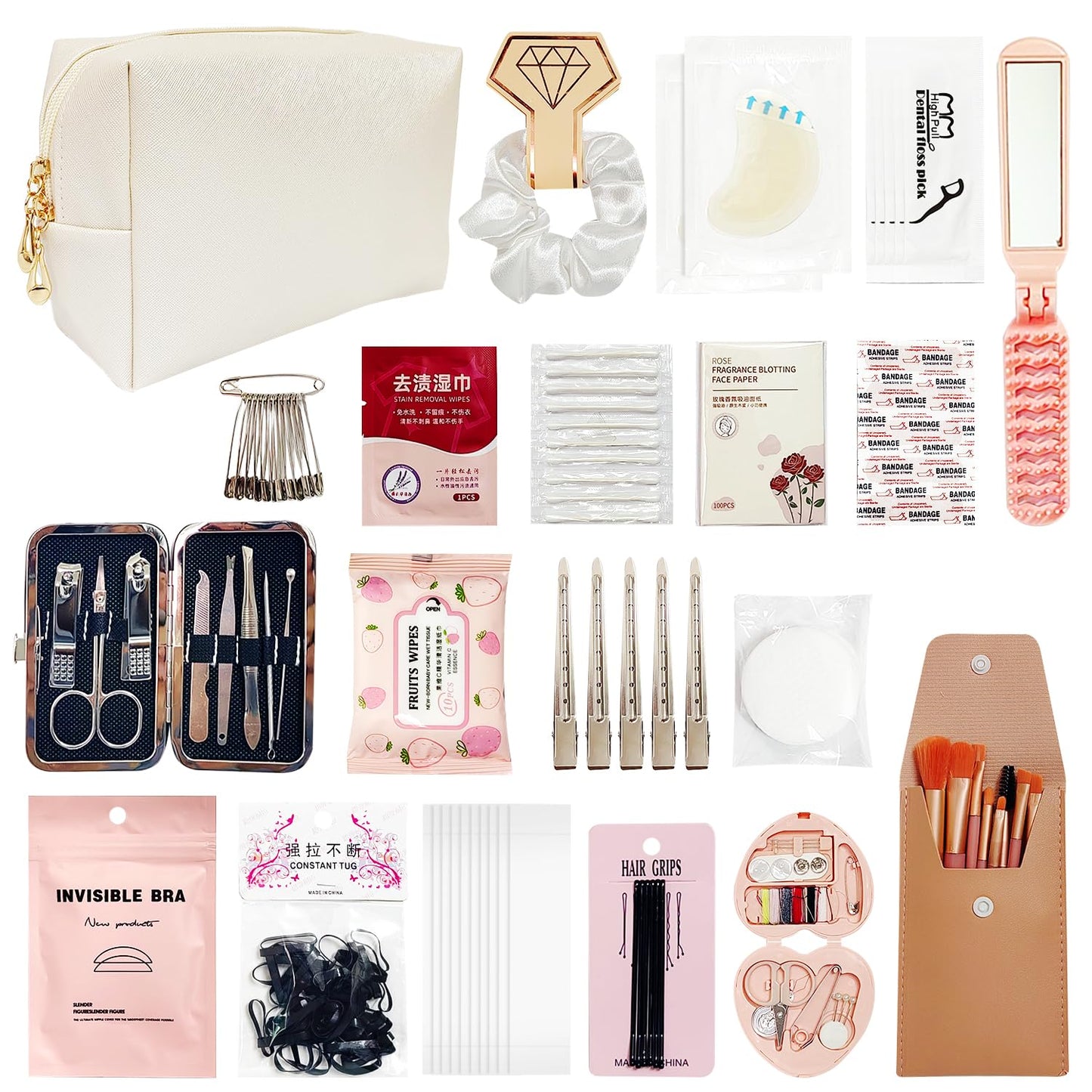 Wedding Emergency Kit for Bride with 30+ Wedding Essentials, Bridal Emergency Kit for Wedding Day, Wedding Survival Set (Style A)