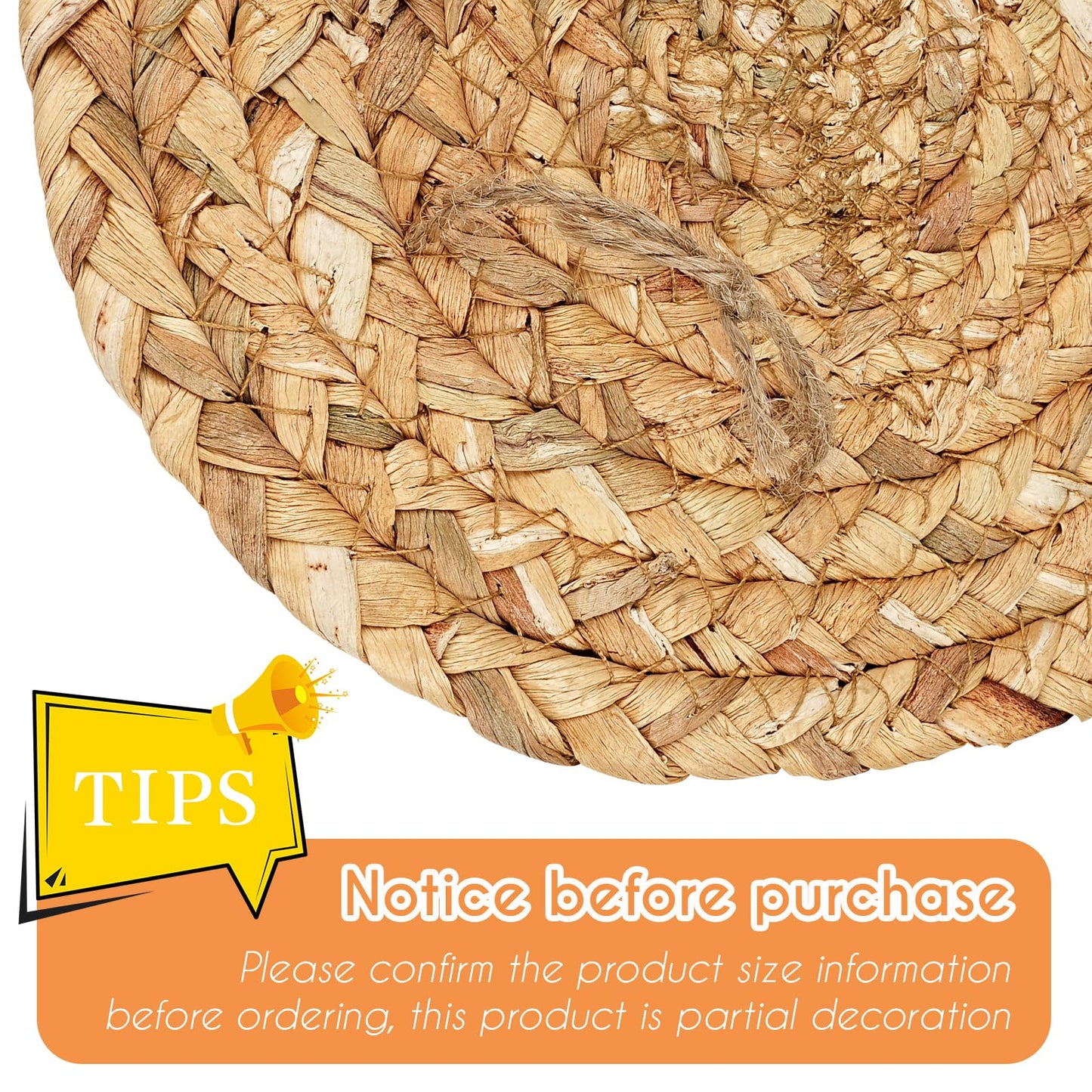 9PCS Boho Wall Baskets Set, Seagrass Rattan Wicker Basket Set, Round Handmade Hanging Basket Decor for Farmhouse Living Room Bedroom Display Table Kitchen Home