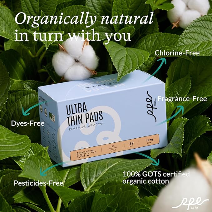 100% Organic Long Panty Liners for Women - 96ct, Ultra Thin Cotton Cover, Light Absorbency, Unscented Barely There Pantiliners (Long Liner, Size 2, 96ct)