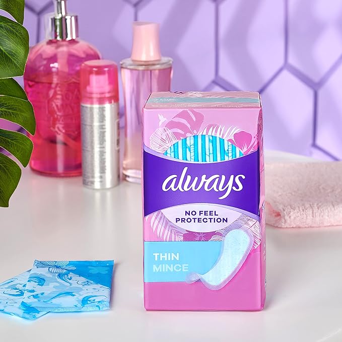 Always Thin No Feel Protection Daily Liners, Regular Absorbency, Unscented, 216 Count x 2 (432 Count Total)