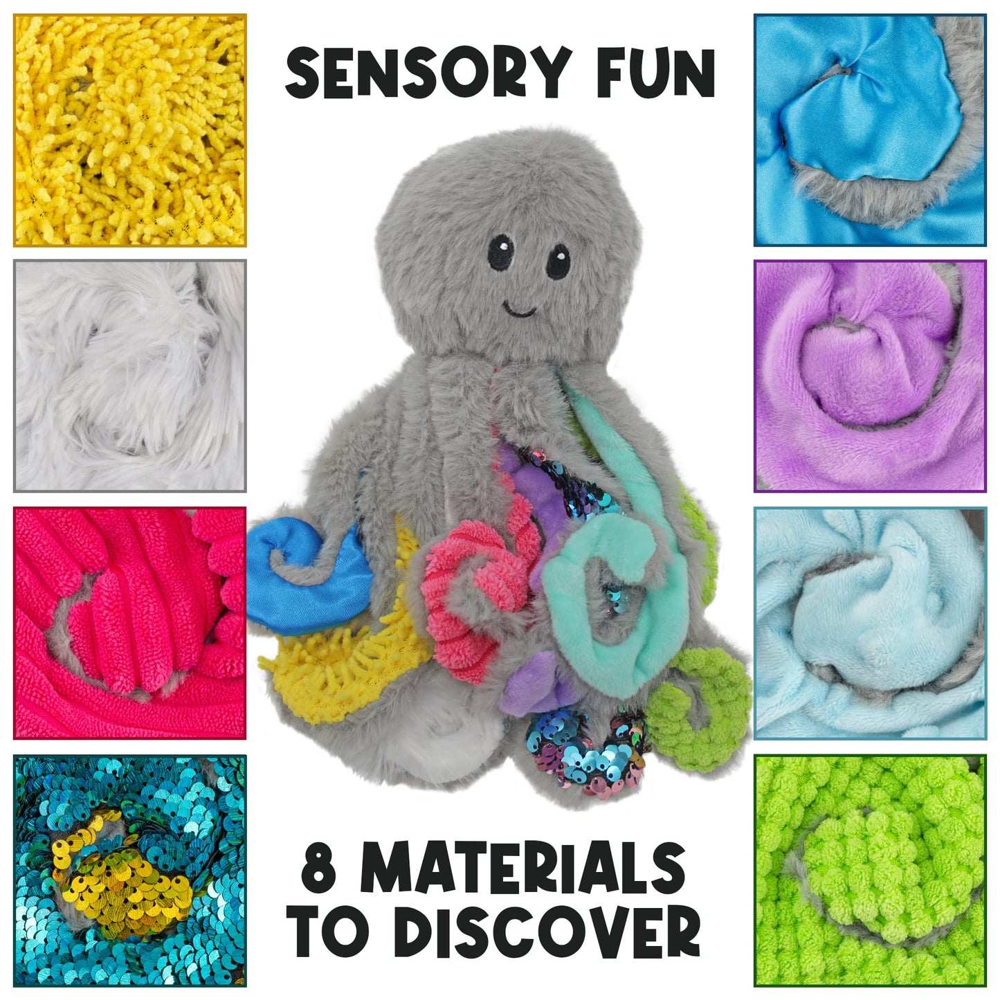 MEAVIA Mini Sensory Octopus Plush Toy, Travel-Size Fidget Plush for Special Needs and Sensory Fun