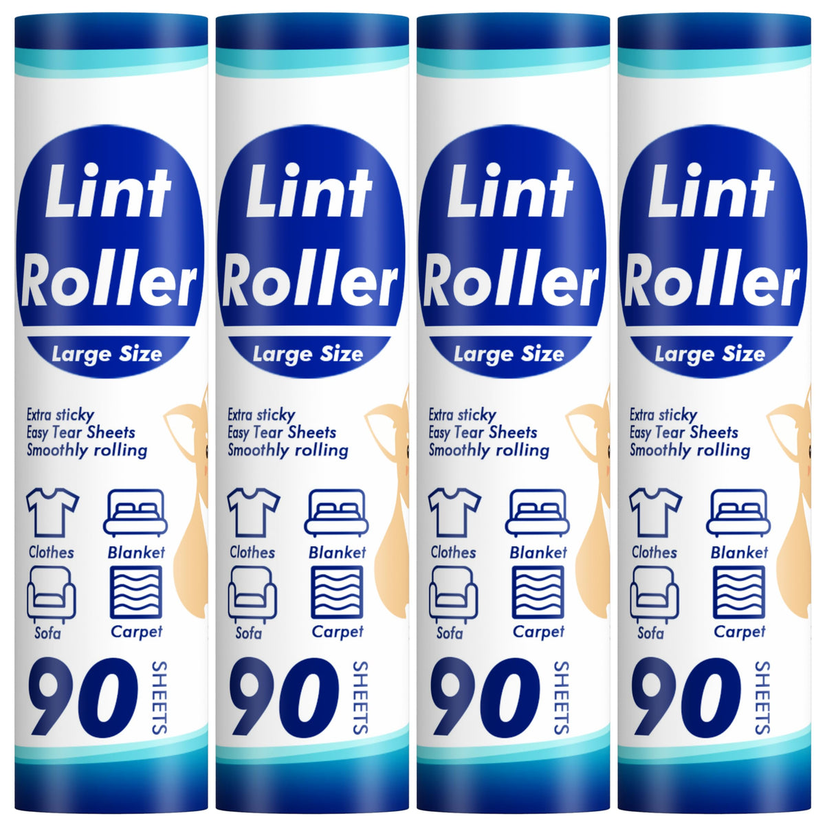 360 Sheets Sticky Lint Rollers Refills for 9.45'' Width Large Lint Roller