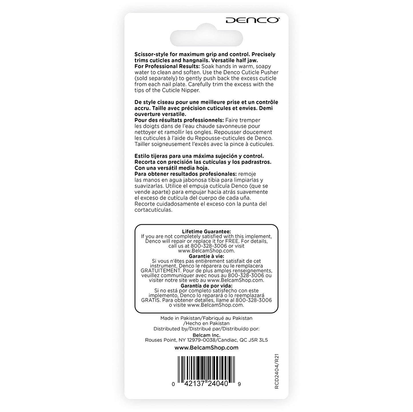 Denco 3-1/4" Scissor Style Cuticle Nipper, 2404N