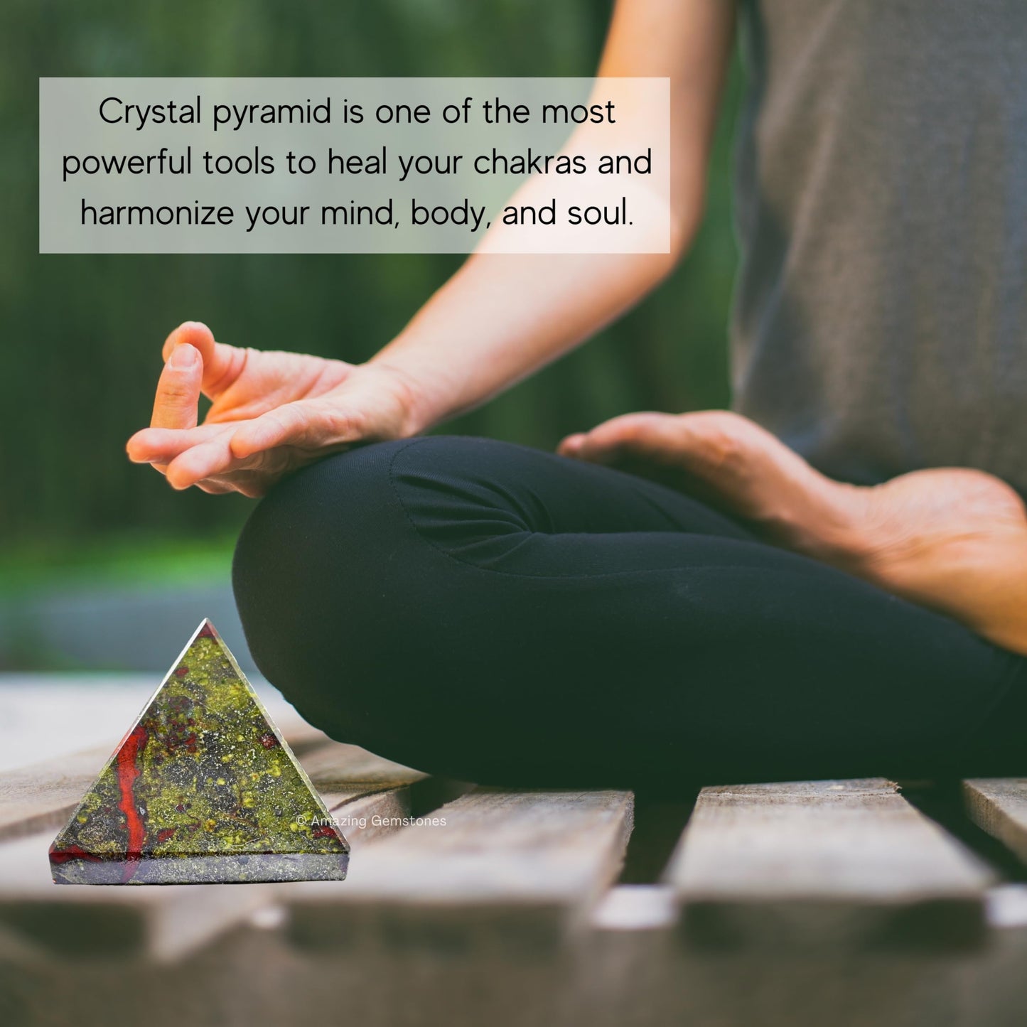Amazing Gemstone Dragon Bloodstone Pyramid Crystal Healing Stones - 2" Great Pyramid Figurine of Natural Stone Pyramid for Meditation, Reiki, Chakra Balancing and Crystal Pyramids Grid