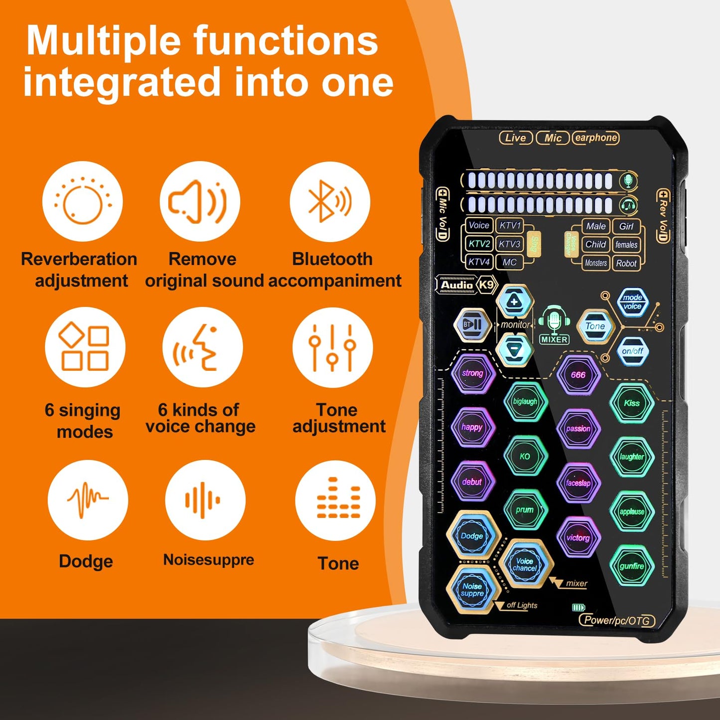Small Handheld Sound Card Set for Podacsting, Broadcasting, Living, Singing, Recording, Gaming with Families, Friends, Gift,YouTube, TikTok