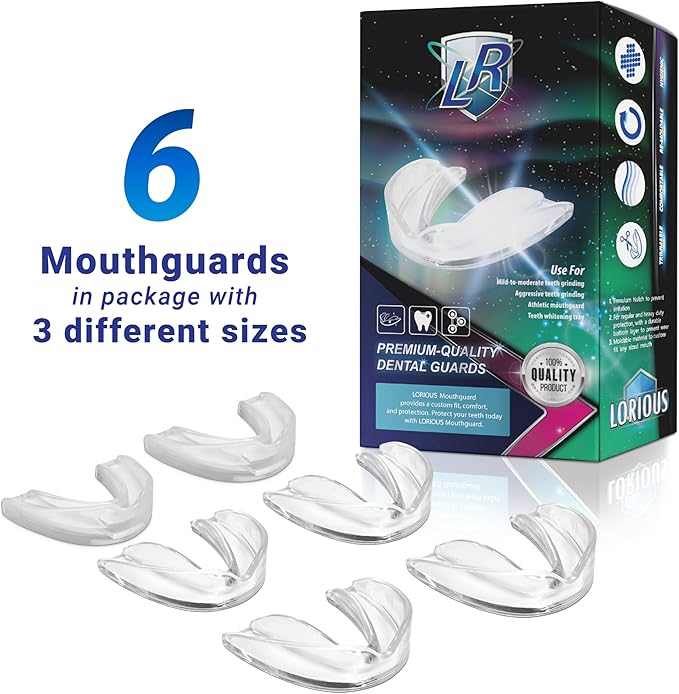 Moldable Mouthguards Pack of 6 in 3 Sizes, Custom Fit Dental Guards for Teeth Grinding, Clenching & Protection, Ideal for Night and Day Use