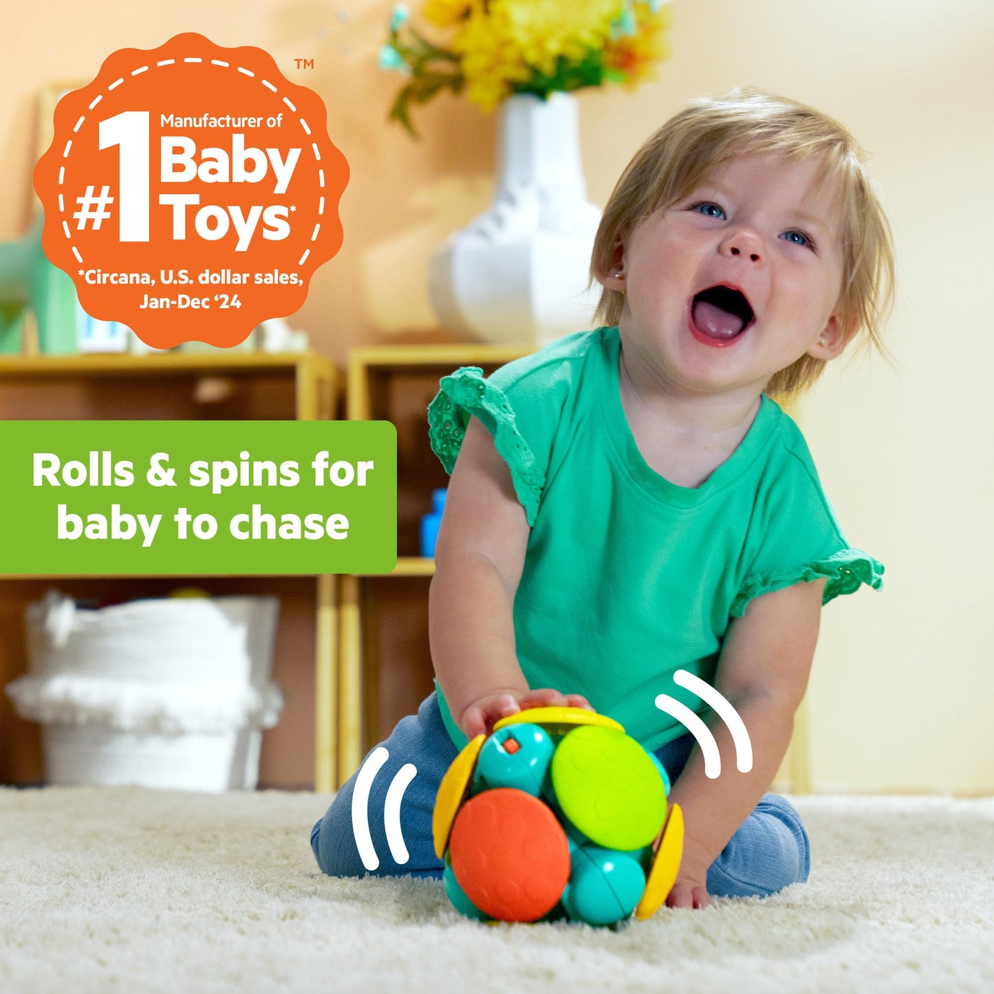 Bright Starts Wobble & Rattle Gift Set 2-PK Baby Toys, Rattles & Ball Toys, Crawl & Chase, Cause and Effect Learning, Unisex, 3-6 Months and Up