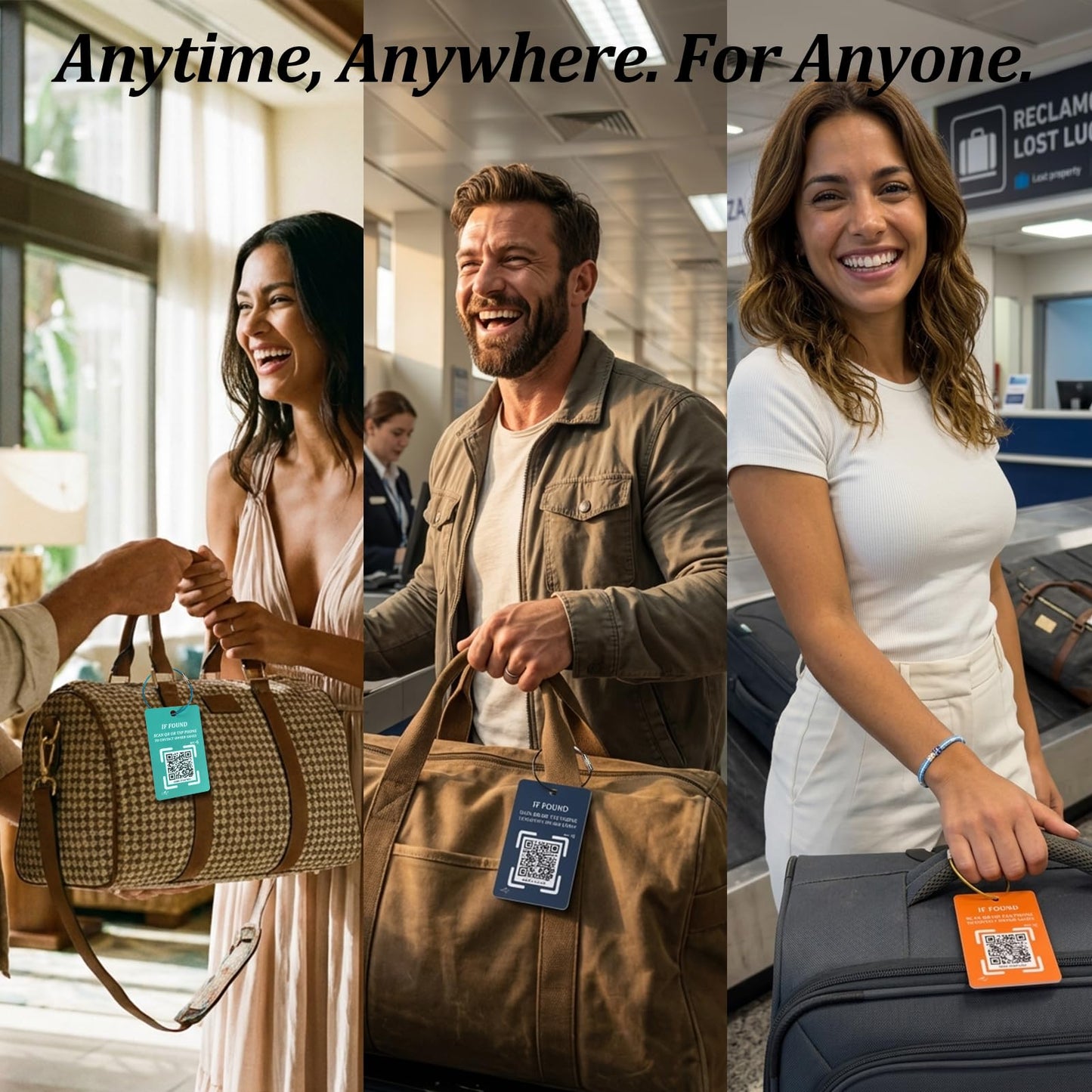 Luggage Tag with NFC & QR Code - Find My Bag Tracker, No App Needed, Scan QR or Tap NFC to Contact Owner, Real-Time Location Alert Upon Scan to Email, One-Time Purchase No Subscription - Teal 2pcs