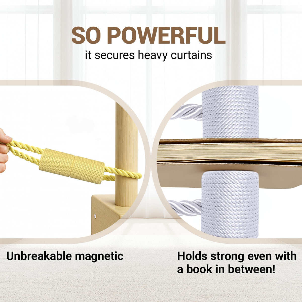 Magnetic Curtain Tiebacks Golden 4pcs (4 Count)