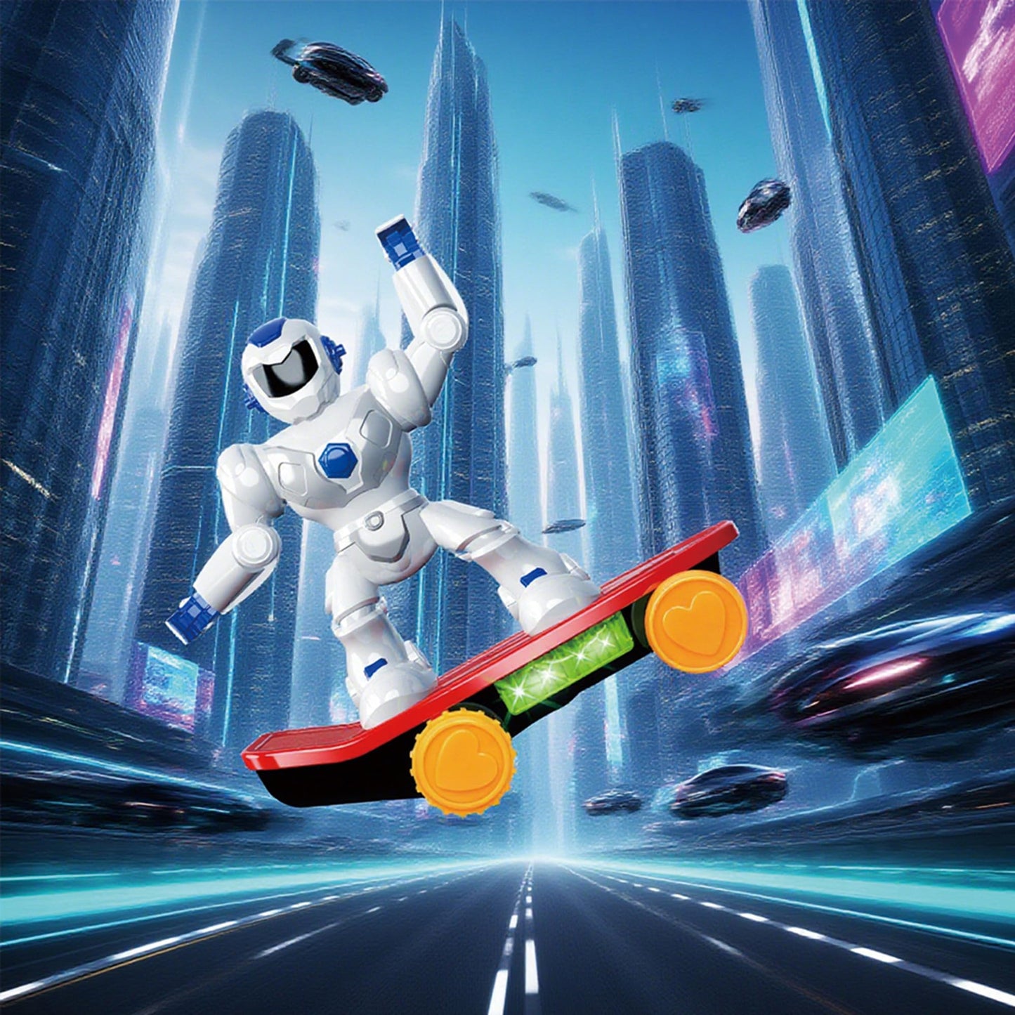 Remote Control Dance Robot Toy with Lights & Music Stunt Scooter RC Robot for Kids 3+ Interactive Action Figure (10.1 x 5.1 x 9.8 in)