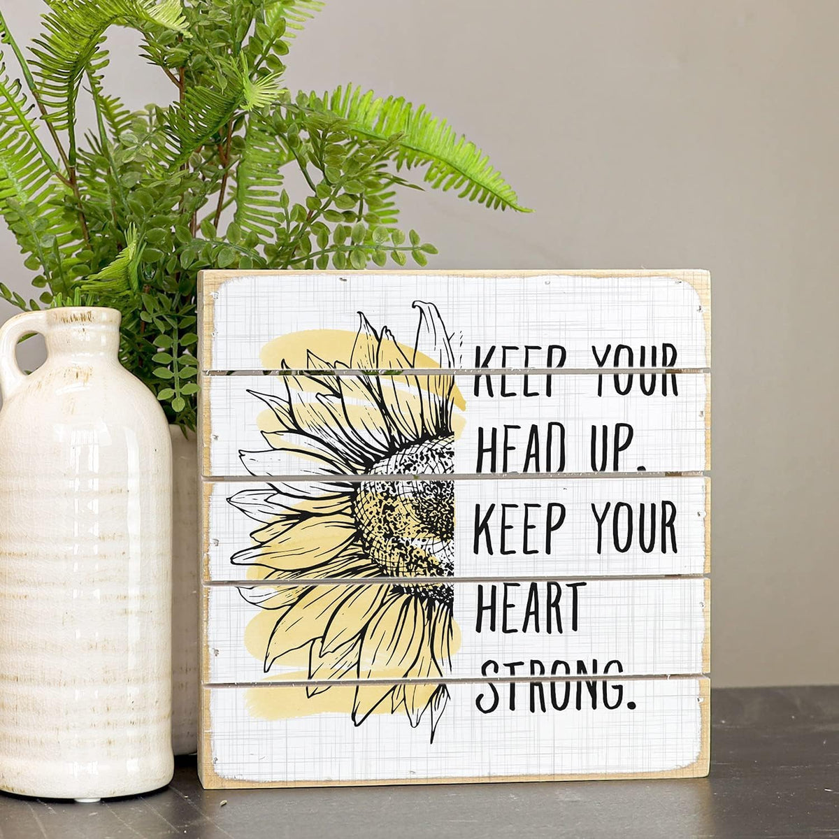 Simply Said, INC Perfect Pallets Petites - Keep Your Head Up. Keep Your Heart Strong - 8 x 8 in Distressed Rustic Wood Sign PET20188