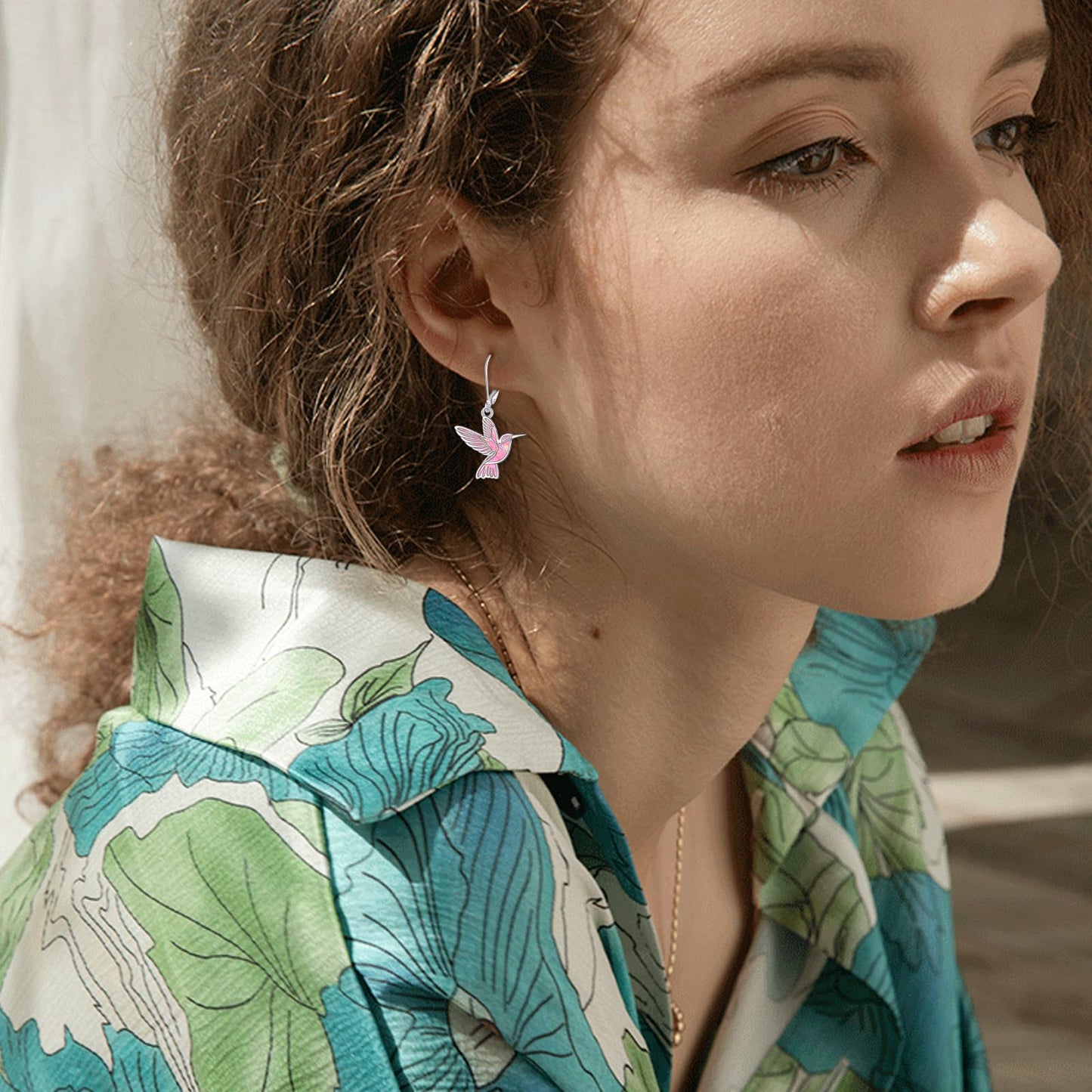 Hummingbird Dangle Earrings 925 Sterling Silver Bird Earrings for Women Bird Earrings (Pink Opal Hummingbird Earrings)