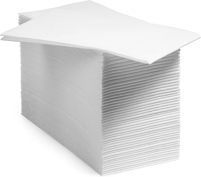 200 BloominGoods Disposable Bathroom Napkins | Single-Use Linen-Feel Guest Towels | Cloth-Like Hand Tissue Paper, White, 12" x 17", Made In USA