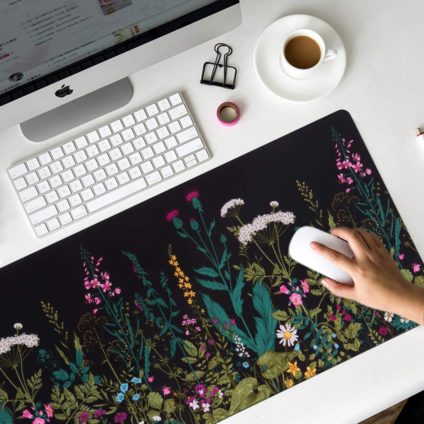iCasso Compatible with MacBook Air 13 Inch Case 2021-2018 Release A2337 M1/ A1932/A2179,Extended Gaming Mouse Pad (35.4x15.7 in), Desk Mat, Large Stable Rubber Base Mousepad with Stitched Edge, Weed