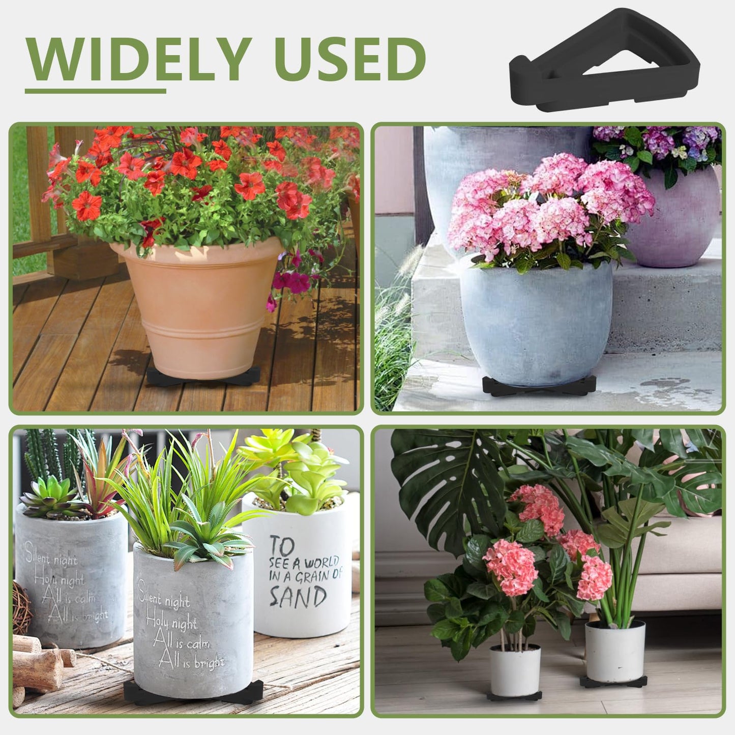 alalalight 24PCS Flower Pot Risers Toes，Invisible Plant Pot Feet for Outdoor Planters，Indoor Secure Compressive Environmental Triangular Lifters Supports (Small Black)