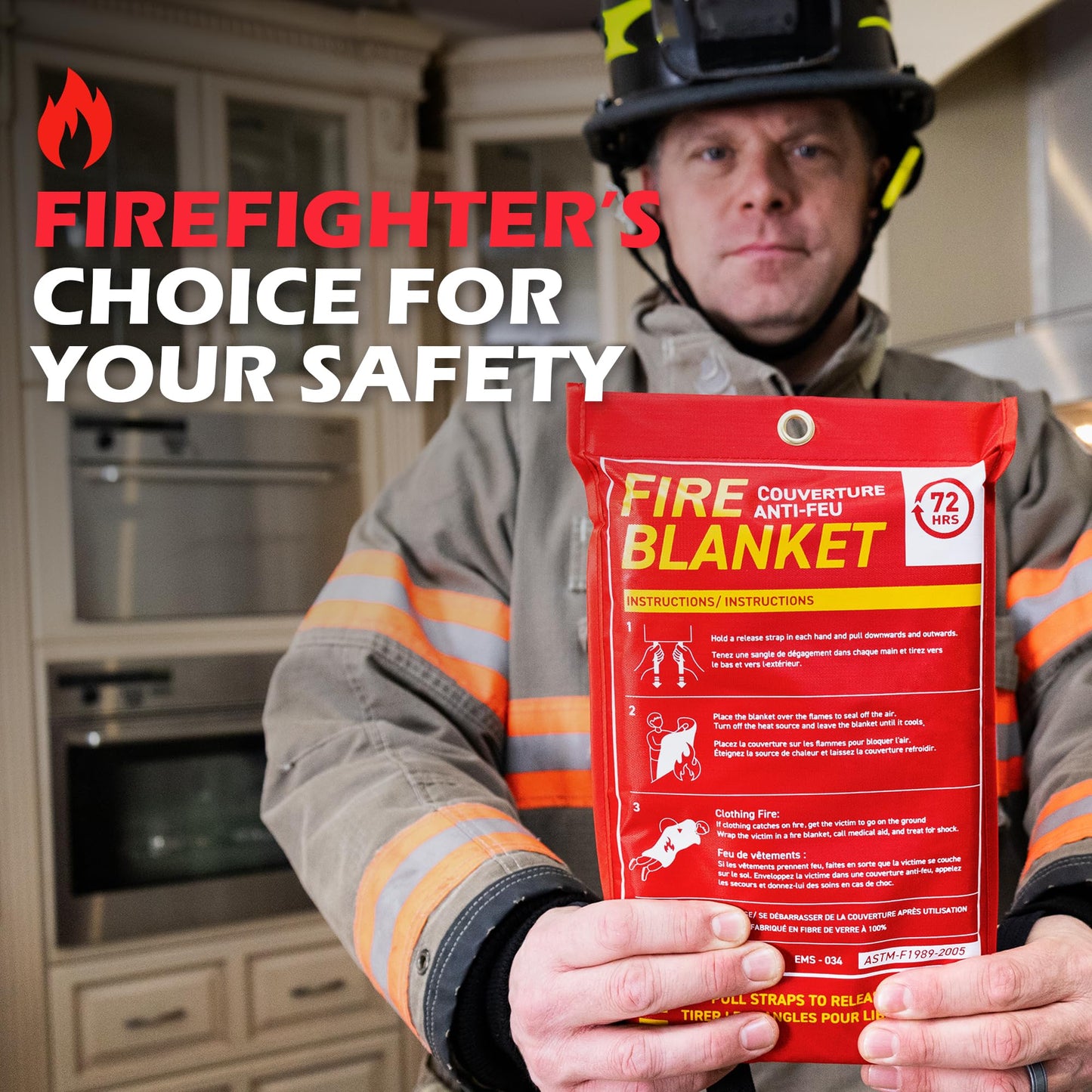 72 HRS Emergency Fire Blanket 40"×40" – Fire Safety Tool for Home, Kitchen, Camping, Survival | Fire Extinguisher Alternative for Grill, Welding, Fire Pit