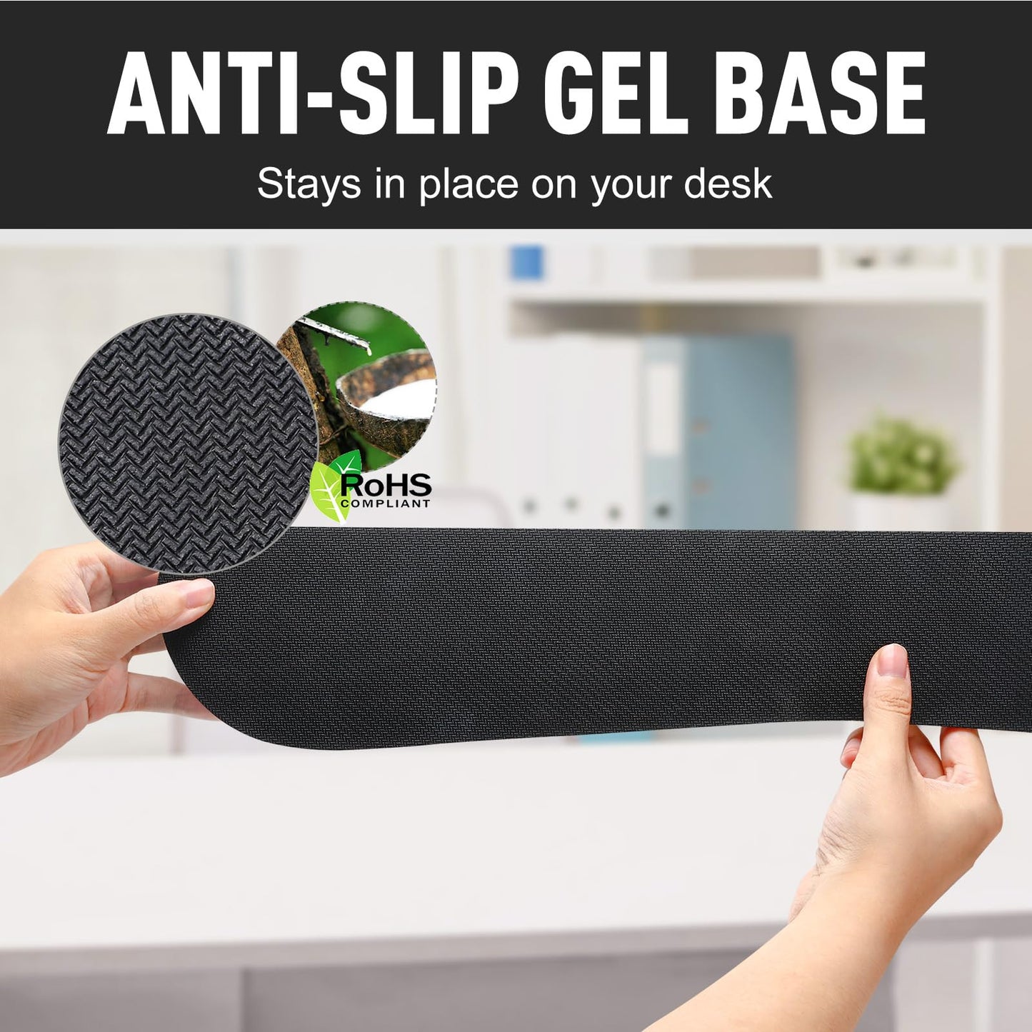 Gimars Upgrade Enlarge Silky and Superfine Fabric Gel Memory Foam Keyboard Wrist Rest Set, Ergonomic Keyboard Mouse Wrist Support for Typing Pain Relief, Comfort for Office, Gaming, Computer, Black