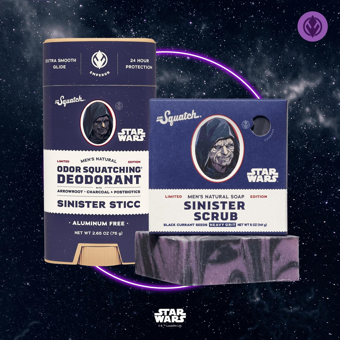 Dr. Squatch Star Wars Bundle - Natural 4 Soap and 2 Deodorant Gift Set - Wisdom Wash, Wisdom Guard, Sinister Scrub, Sinister Sticc