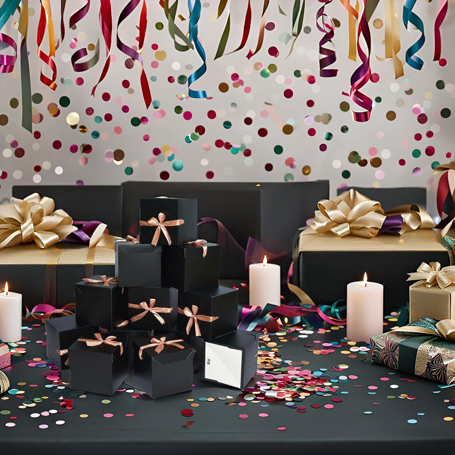 GP SUP 12 Pcs Black Boxes with lids,Beautiful Squared Boxes with Lids Perfect for Weddings, Birthday, Christmas, Valentines Day(Black, 6x6x6 Inch)