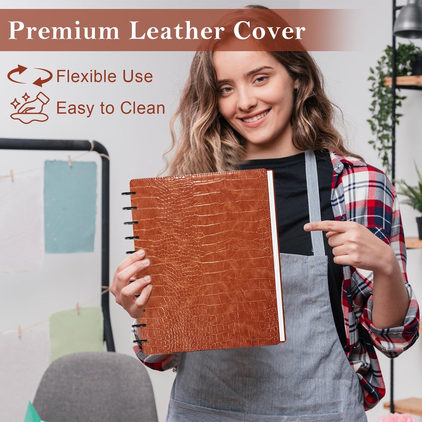 SKLENICE Pu Leather 8.5x11 In Discbound Notebook Cover And Disc Set Discbound Planner Cover With 11 Pcs Expansion Discs Disc Bound Notebook Accessories Letter Size For Office(Brown;No Inner Paper)