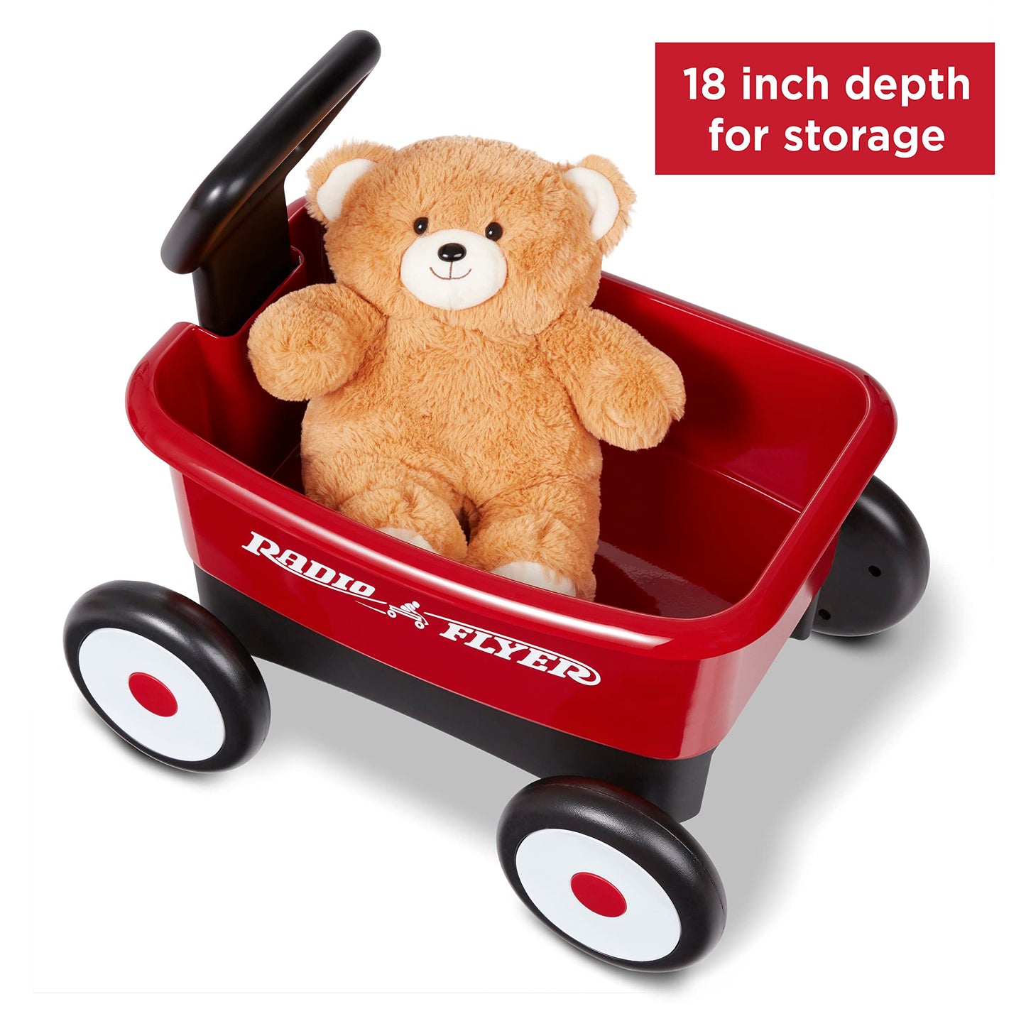 Radio Flyer Push & Pull Walker Wagon with Teddy Bear, Red, for Kids 1-4 Years Old, Locking Handle for Stability, Baby Push Walker Converts to Pull Wagon, for Indoor & Outdoor Play