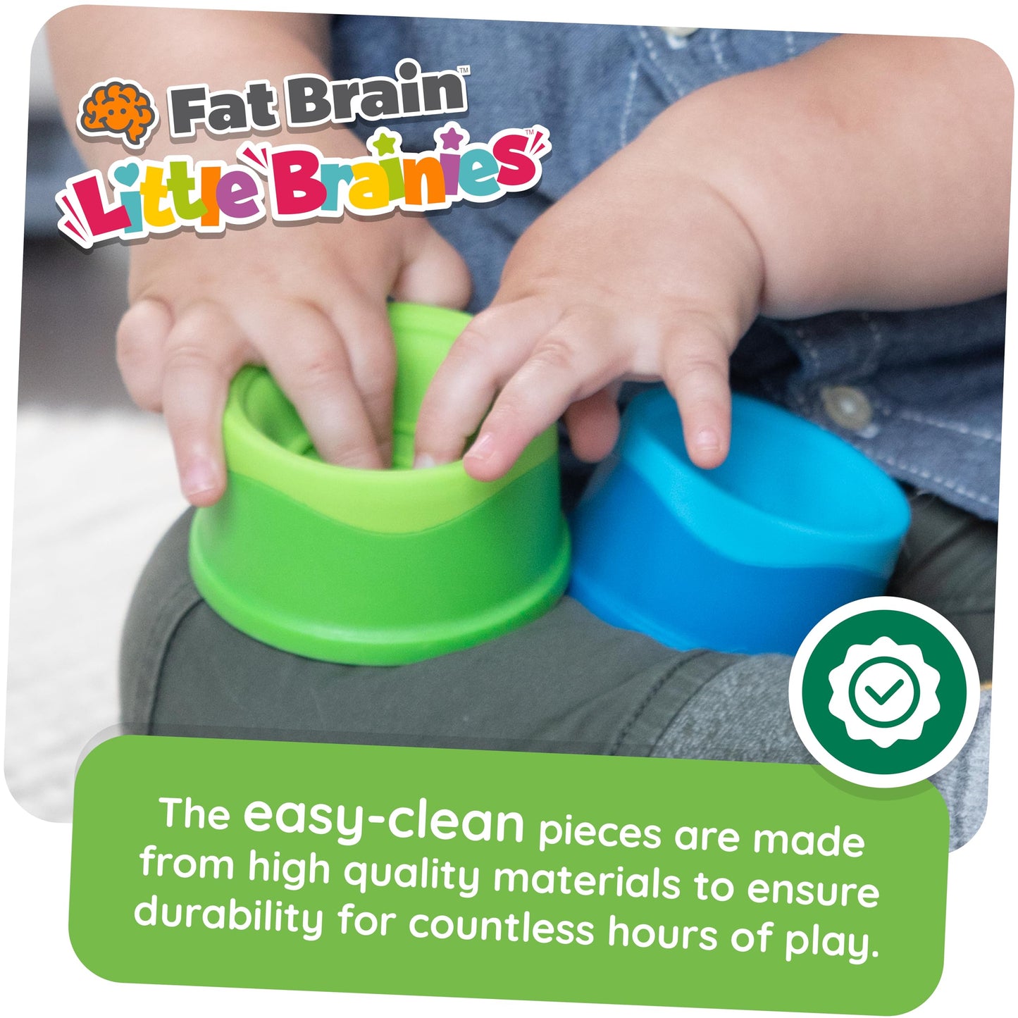 Fat Brain Toys Dimpl Stack Popping Stack & Nest Baby Toy, Sensory Toys for Babies 6 Months+, Fidget Toys for Toddlers