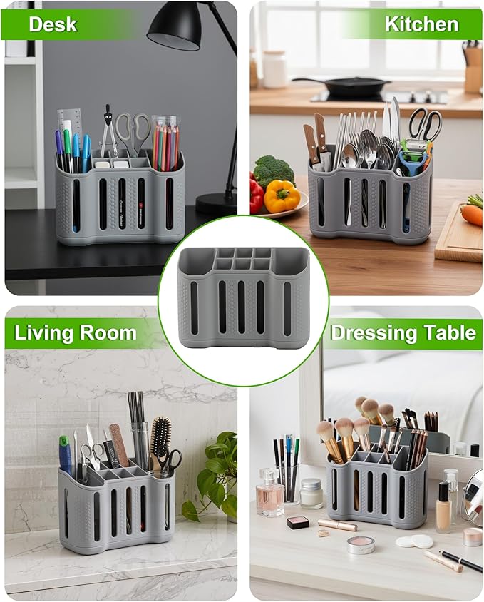 Tooth Brush Holder for Bathroom, Silicone Toothbrush Holder with Drainage, Bathroom Organizers and Storage, 8 Slots Kids Electric Toothbrush and Toothpaste Holde Drainage