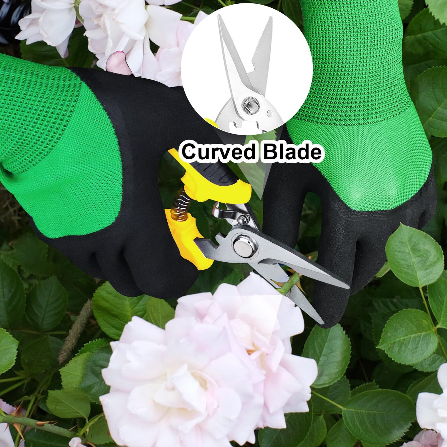 4 Pack Garden Shears Scissors,Pruning Shears, pruning shears for gardening Stainless Steel Blades, Gardening Clippers Hand Pruner With a Gardening Gloves((Red Yellow Blue Orange)