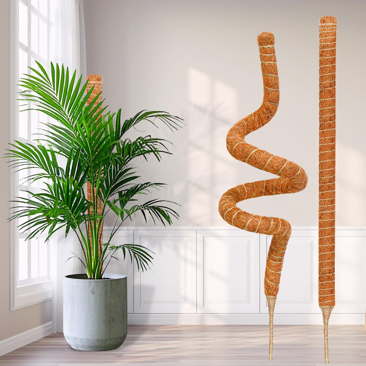 Dimpoo 2 Pack 60 Inch Moss Pole Monstera Plant Support, Coir Moss Poles for Climbing Indoor Plants, Bendable Plant Stake Trellis for Potted Plant, Pothos, Philodendron
