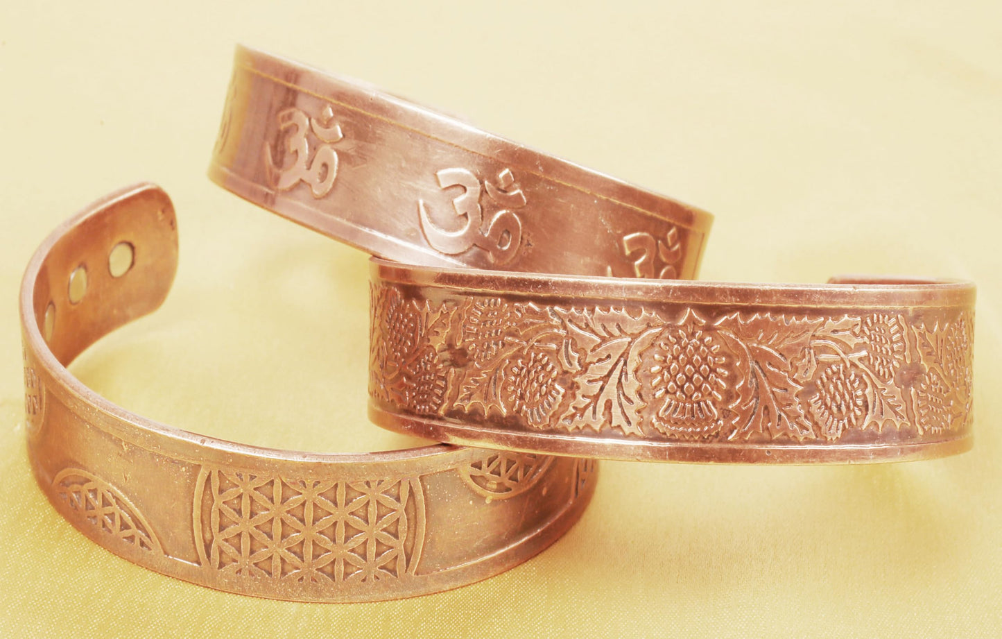 Touchstone copper bracelets | gift for men women |adjustable 100% pure solid real magnetic jewelry | handmade bracelet set combo | rope braided tibetan bangles. Set of 3 different designs