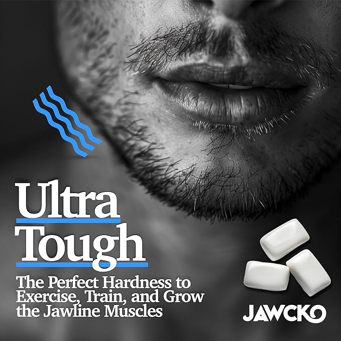 JAWCKO Ultra-Tough Jawline Chewing Gum | Get a Stronger, Squarer Jawline | Ripped Berry Jaw Training Hard Gum | 15X Strength | Chisel, Sculpt, Tone your Jaw | Facial Fitness Mewing Gum | 40 Pieces/Pack