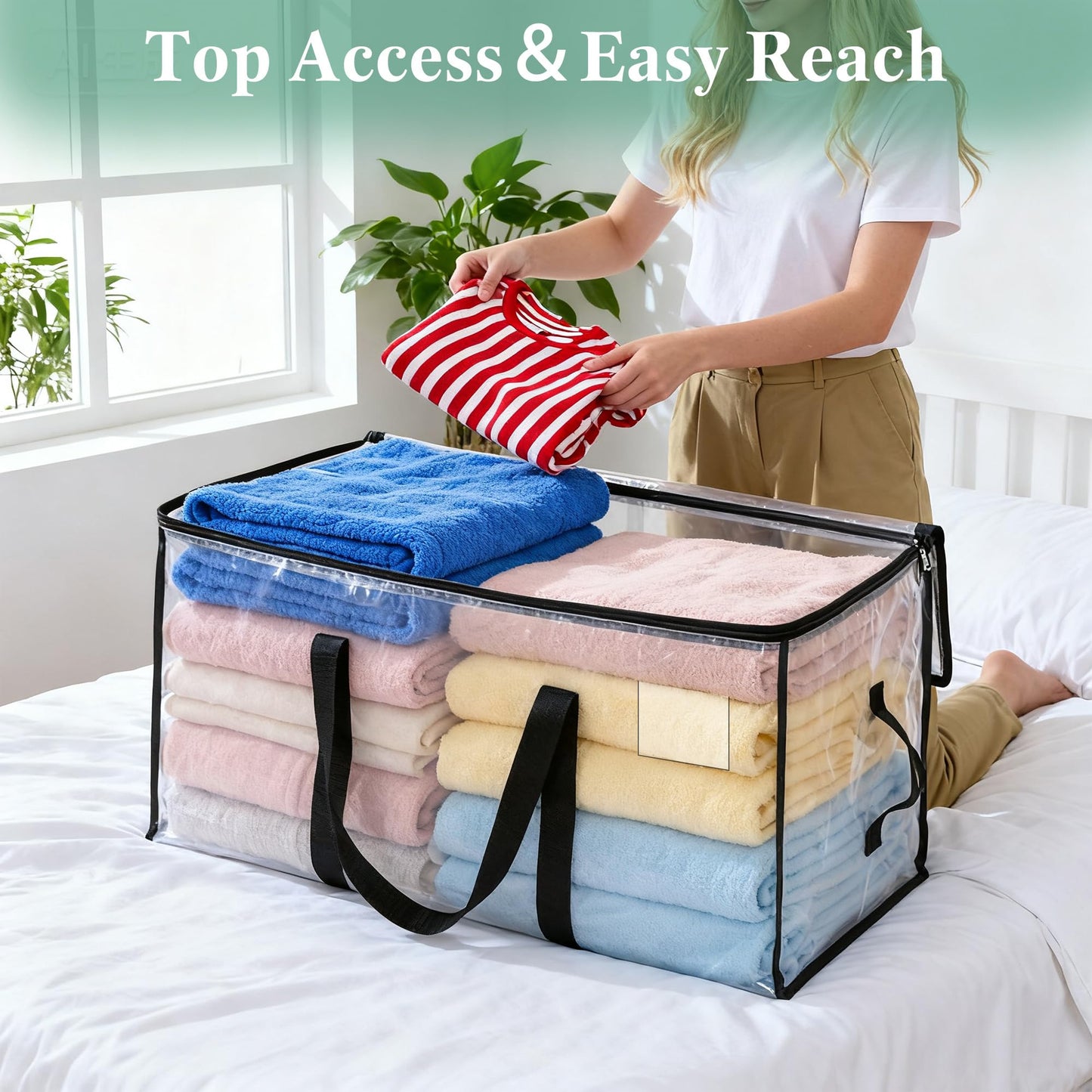 flaxarne Large Moving Bags with Wrap Around Handles 4-Pack Heavy Duty Storage Totes for Trips and Moving 27 * 15 * 14 Inches