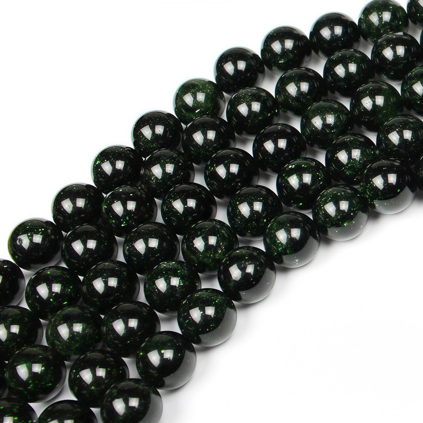 MJDCB Best Sellers Green Sand Stone Round Stone Beads for Jewelry Making DIY Bracelet Necklace (10mm)
