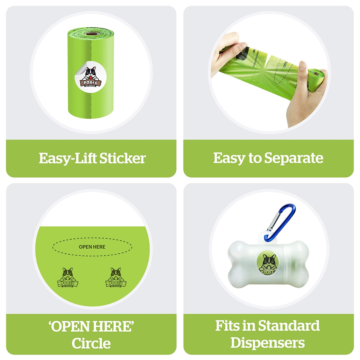 Pogi's Poop n' Wipe Combo Pack - 270 Compostable Dog Poop Bags and 400 Plant-Based Grooming Wipes Bundle
