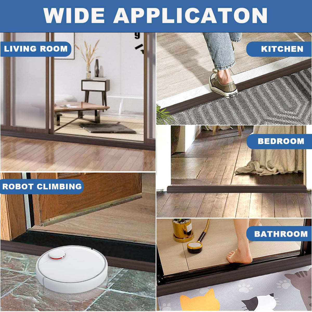 Vinyl Floor Transition Strip Self Adhesive Door Threshold Strip (3.3 Foot)