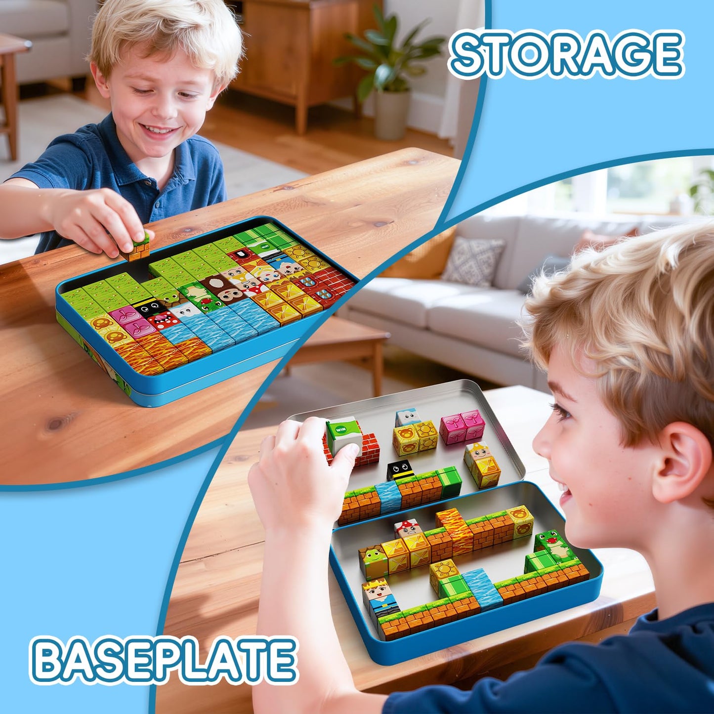 Zerxpho 60PCS Mini Magnetic Building Cubes Set, Adventure-themed Magnetic Blocks, Portable Magnetic Travel Blocks with Iron Case, Educational Toy for Kids STEM & Construction Learning for Kids Aged 3+
