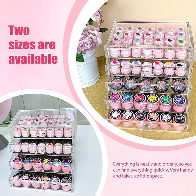 5 Tier Nail Art Decoration Storage Box，Acrylic Make Up&Jewelry Organizer with Drawers, Cosmetic Storage for Dresser Countertop and Bathroom，Transparent Acrylic Nail Art Jewelry Accessories
