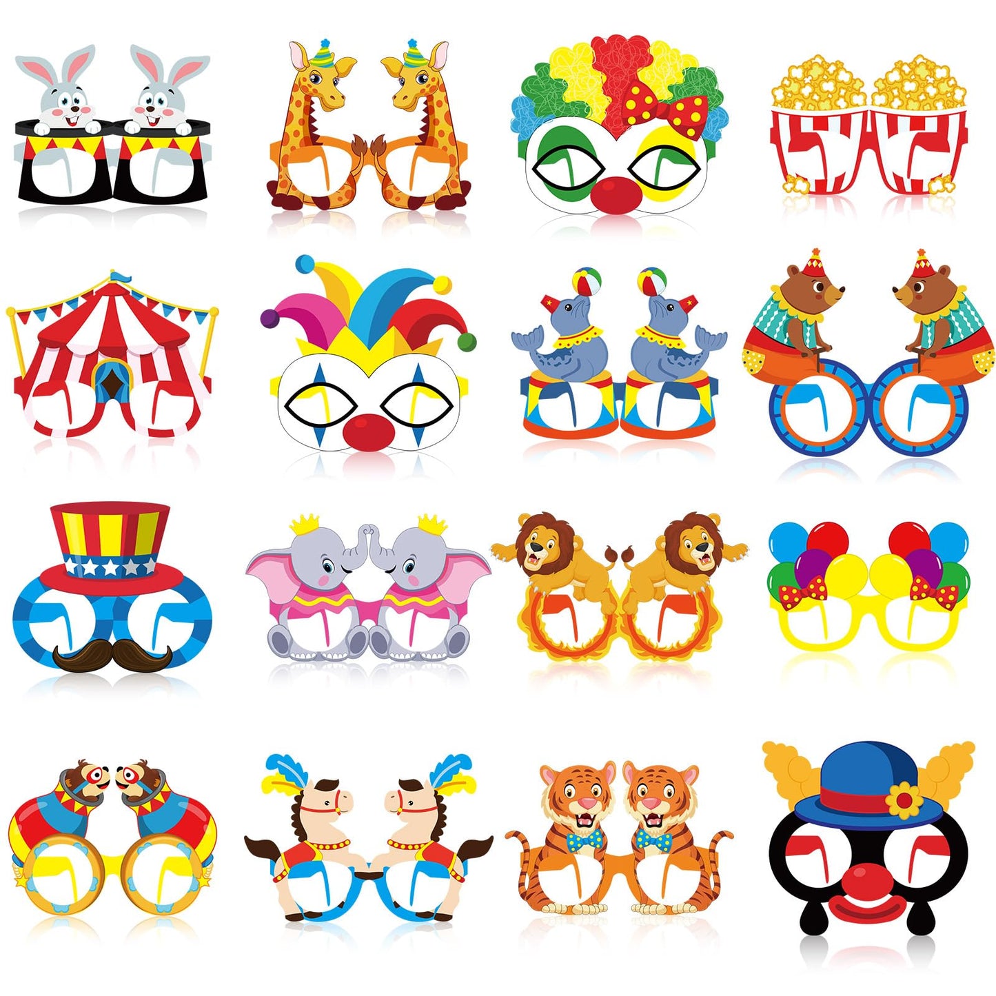 Harrycle 32 Pcs Circus Party Decorations Clown Glasses Carnival Photo Booth Props for Birthday Baby Shower Supplies