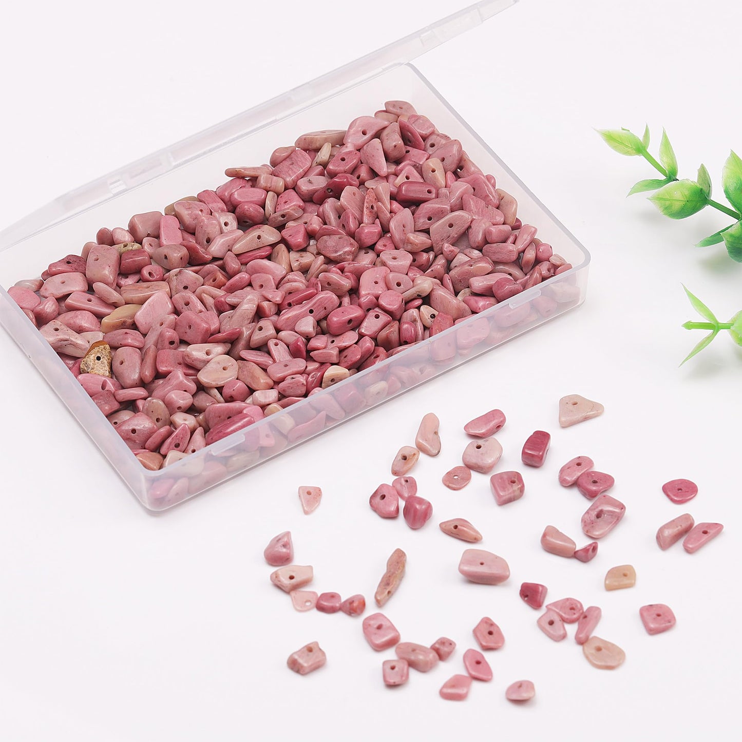Youngbling Natural Chip Stone Beads 450 Pcs 5-8mm Healing Crystal Irregular Gemstone Drilled Lose Rocks Rhodochrosite Beads Bulk for Bracelet Jewelry Making