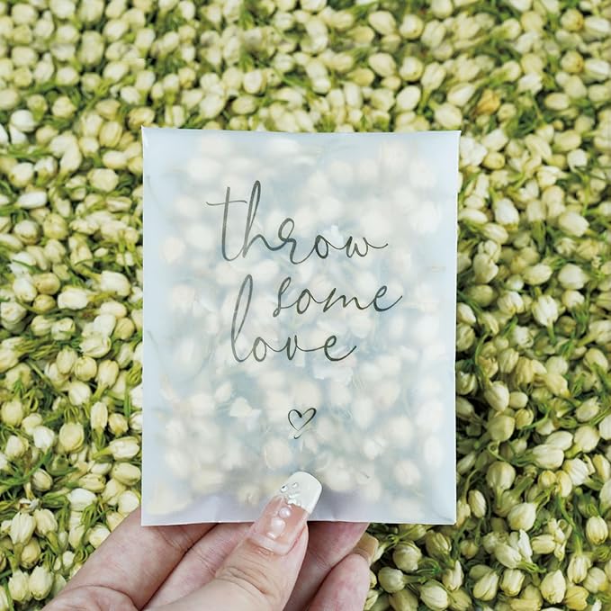 Rainbow Pana 50 Pack Prefilled Confetti Packets | Biodegradable Confetti, Dried Flower Petals | Real Flower Petals to Throw at Wedding, Glassine Bags Rose Wedding Send Off Ideas