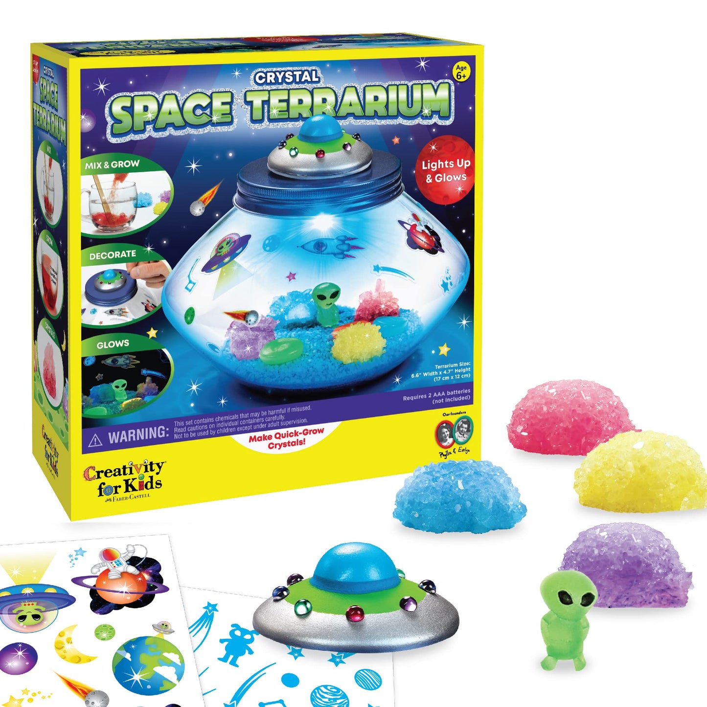 Creativity for Kids Crystal Space Terrarium Kit - Crystal Growing Kit for Kids - DIY STEM Science Kit for Boys and Girls (Ages 6+)