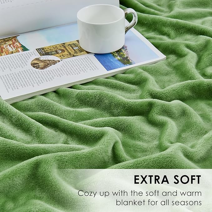 SOCHOW Flannel Fleece Blanket Throw Size, All Season Super Soft Cozy Blanket for Bed or Couch, Sage Green, 50x60 inches