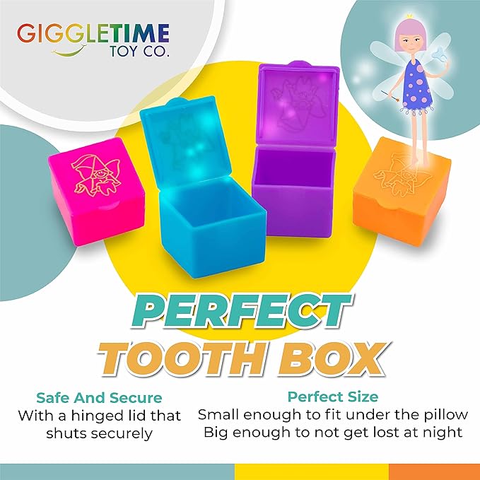 Tooth Fairy Box - Tooth Holder, Assorted Bright Colors, Tooth Box for Kids Teeth, Boys and Girls, Large Teeth Storage - Party Favors, Piñata Stuffers, School Prizes, Dental Bags - (36) Pcs