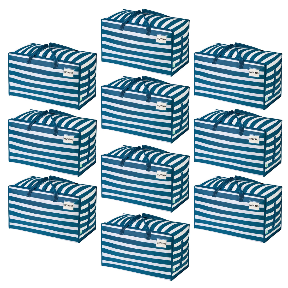 10 Pack Extra Large Heavy Duty Moving Bags with Wide Opening & Reinforced Handles (10 Count)