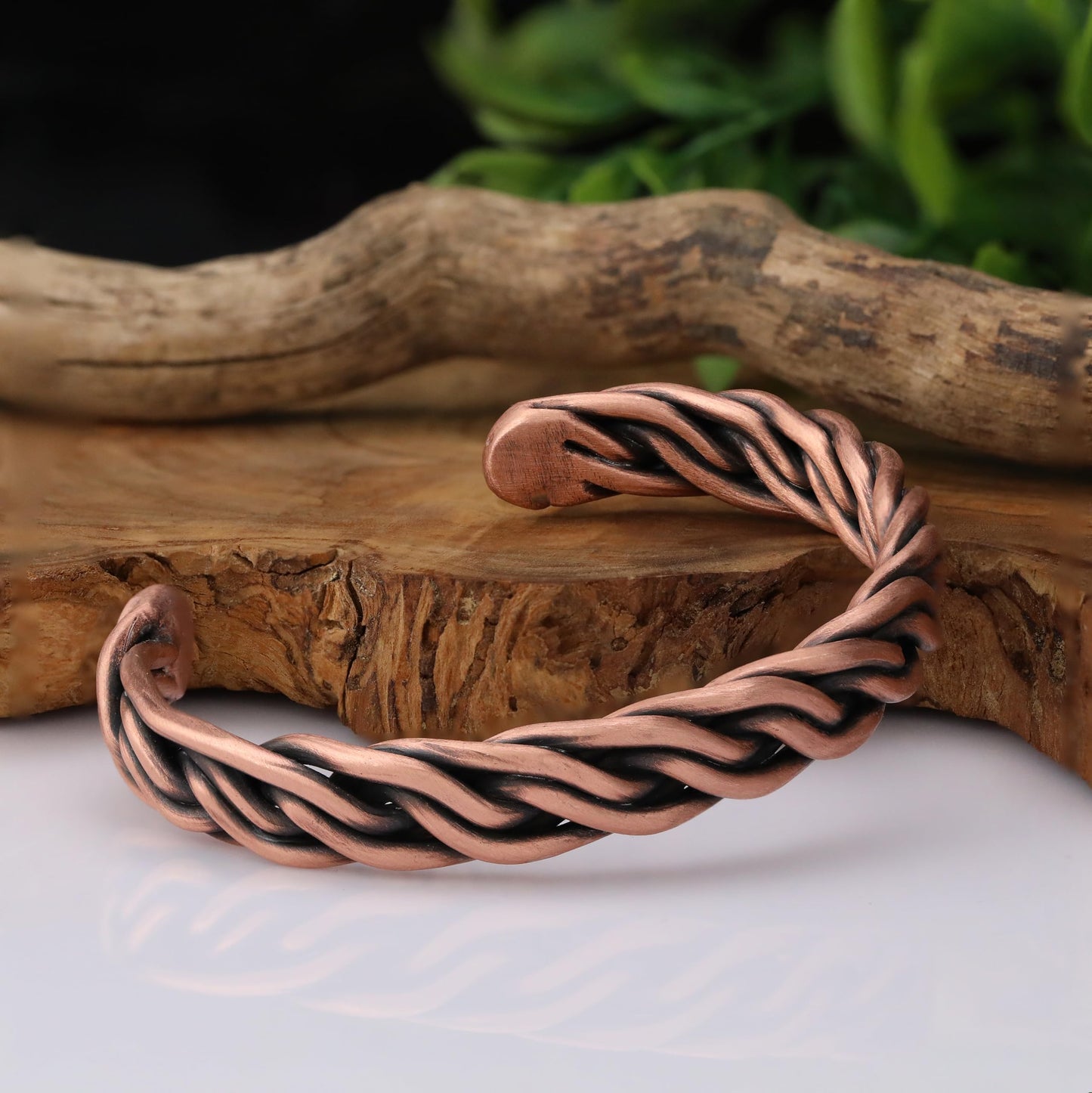 Handmade Elegant Copper Bracelet for Women and Men-Pure Copper Bracelet for Pain Relief and Stress Relief-Adjustable, Thickest, Twisted Copper Wire Bracelet to Fit many Size Wrist(folded) (folded)